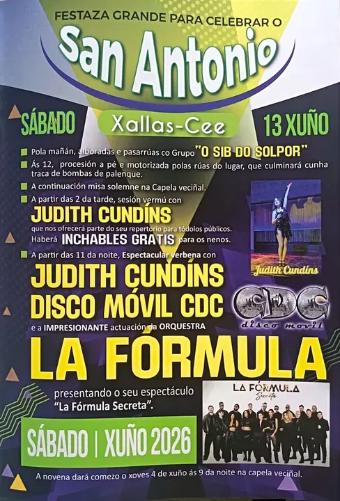 Festas de San Antonio de Xallas-Cee 2026