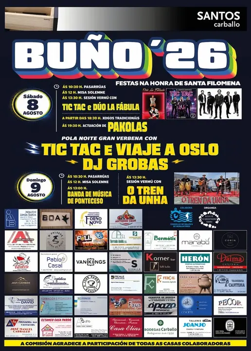 Cartel FESTAS SANTA FILOMENA Buno 2026