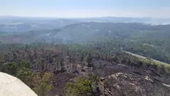 Vista aerea do Incendio de Brantuas dende o Faro