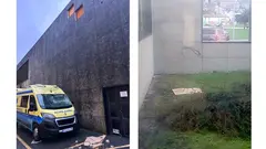 lousas que caen do Hospital Virxe da Xunqueira
