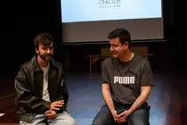 Pablo Alvarez e Juan Ignacio no Cineclub Costa da Morte de Corcubion.Foto-Rebeca Ayala