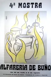 Durante moitos anos, os carteis da Mostra de Olería de Buño eran feitos con debuxos. Este é da 4º edición
