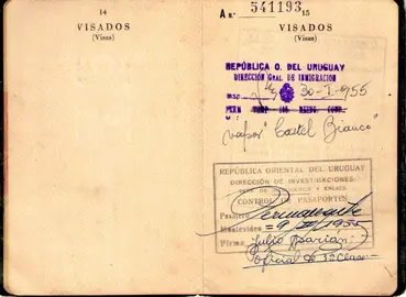 Visado  dun ferreiro de Tines en Montevideo-Ramon de Alberte-Xaneiro 1955