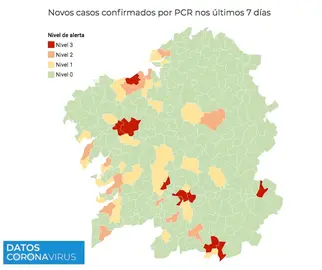 Mapa de Galicia de covid a 13-10-2020