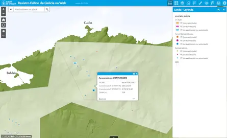 Mapa do Parque Eolico de Monteagudo na Laracha e Arteixo