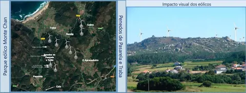 Impacto dos Eolicos nos Penedos de Traba e Pasarela