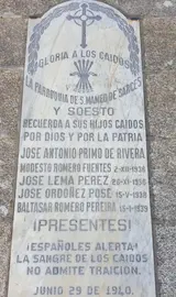 Placa franquista en Soesto.Laxe