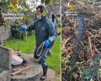 Garda Civil en Mazaricos nun pozo