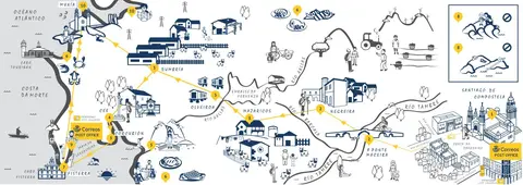 MAPA  Correos CAMINO FISTERRA Y MUXIA
