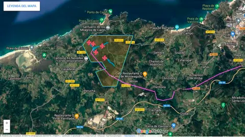 Mapa Parque Eolico Monteagudo Baldaio e Caion