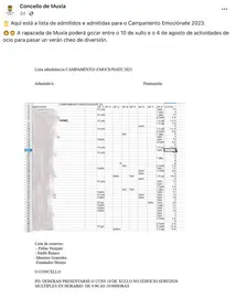 Listas admitidos Lei Proteccion Datosd Concello Muxia