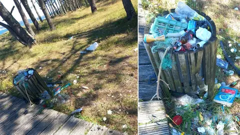 Lixo na praia do Lago-Muxia