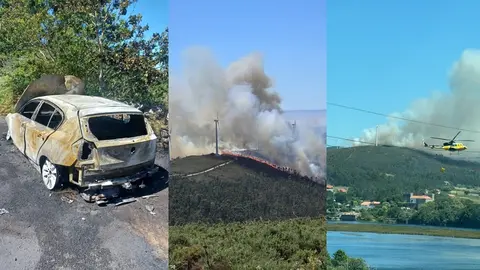 Incendio coche Cures Vimianzo forestal
