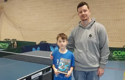 Anxo Castro con MIguel Rey do tenis de mesa AD Zas