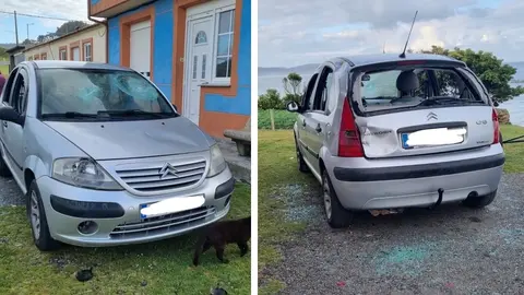 agresion ao coche do percebeiro de Muxia