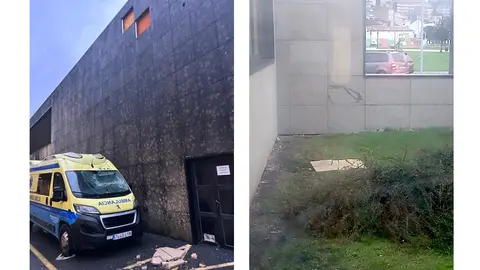 lousas que caen do Hospital Virxe da Xunqueira