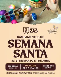CARTEL ZAS - O Concello de Zas impulsa campamentos de Semana Santa de balde para favorecer a conciliación familiar