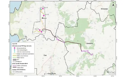 Mapa do Proxecto Eolico Rego do Lobo