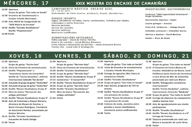 Programa da Mostra do Encaixe Camarinas 2019 1