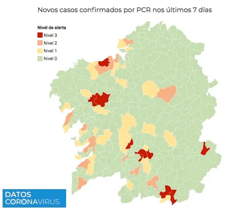 Mapa de Galicia de covid a 13-10-2020