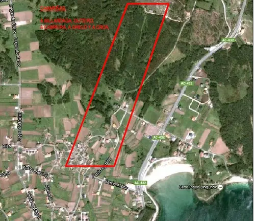 Mapa das obras de saneamento en Camarinas