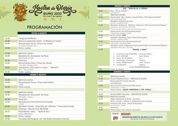 Programa Mostra Oleria Buno 2022