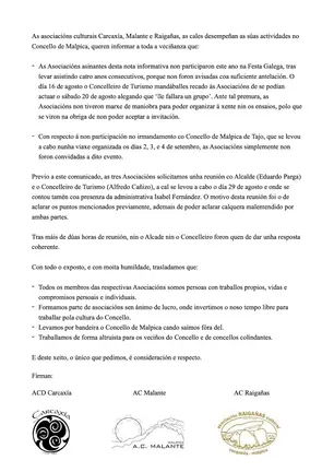 Carta das Asociacions de Malpica