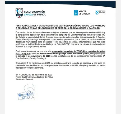 futgal suspende a xornada