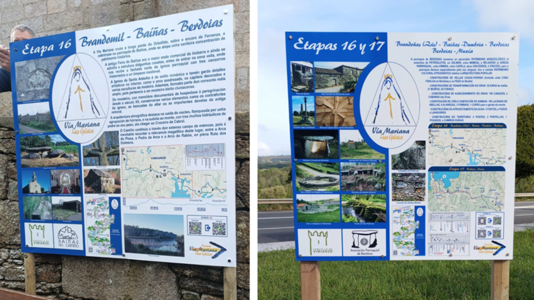 Novos carteis da Via Mariana na Igrexa de Bainas e na Berdoias