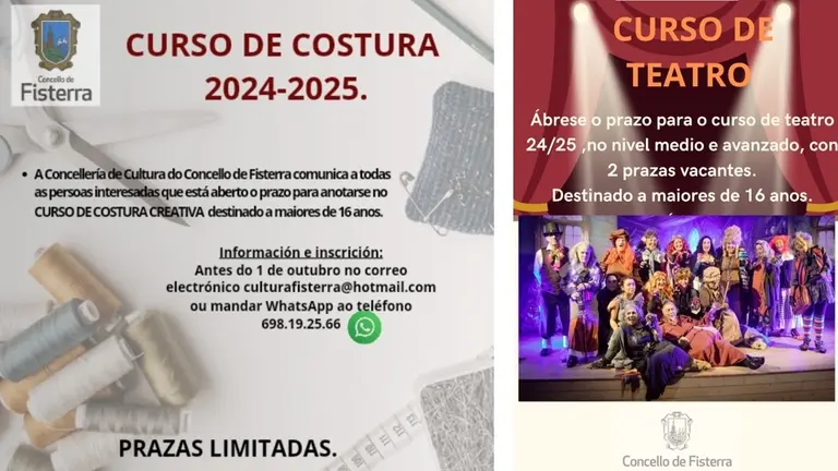 Cursos de Costura e teatro en Fisterra