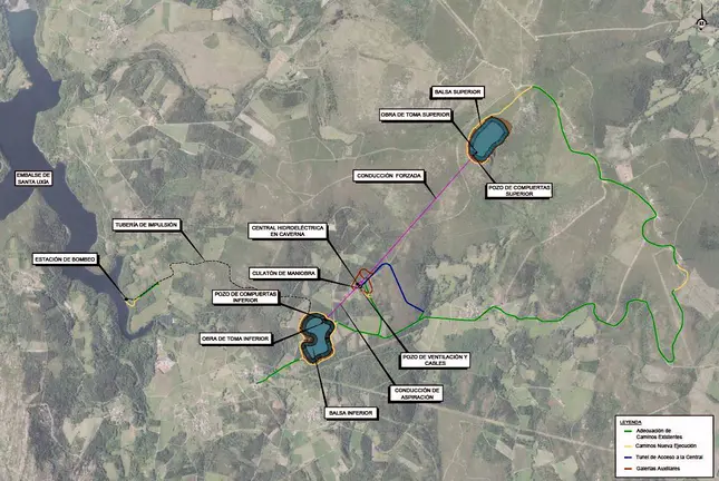 Mapa da estacion de bombeo da Xunta