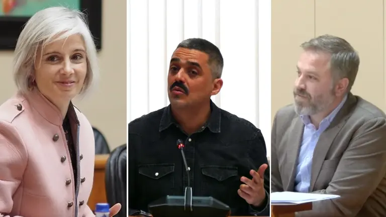 Os deputados carballeses Patricia Iglesias Daniel Perez e Ruben Lorenzo no Parlamento