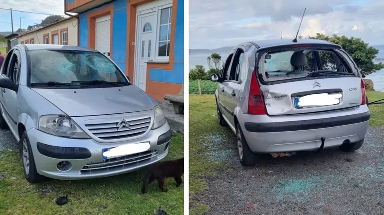 agresion ao coche do percebeiro de Muxia