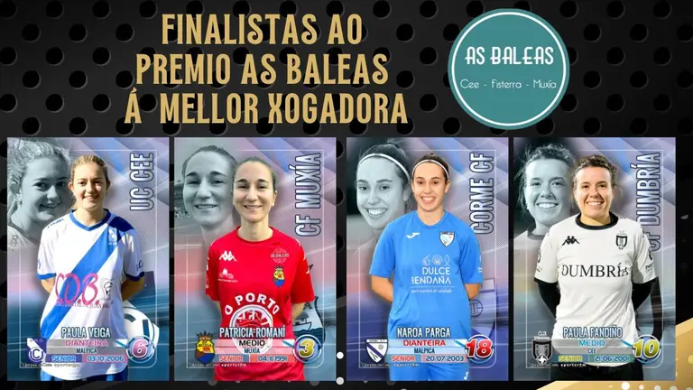 Finalistas Mellor Xogadora Gala Futbol da Costa 2025
