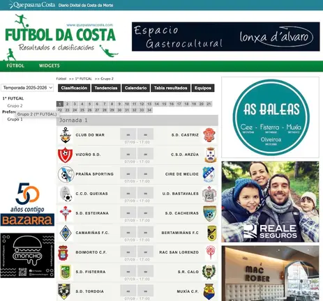 futboldacosta Calendario 1 Futgal 25-26