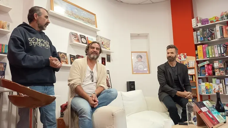 Rober Cagiao, e o encontro foi entre Pedro Feijoo e Rodrigo Costoya na Libraria Clarion