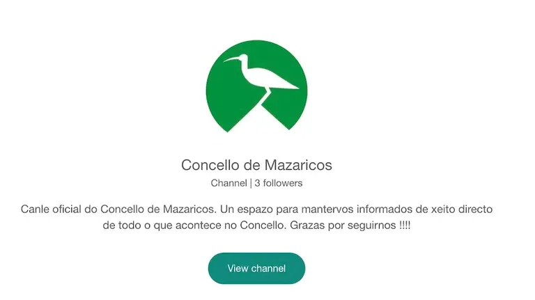 Canle de whastapp do Concello de Mazaricos