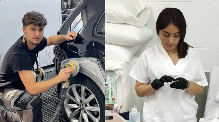 Luis Guille Botas e Helena Vazquez do IES Eduardo Pondal de Ponteceso nas Galicia Skils