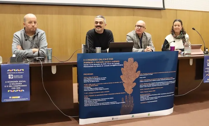Congreso Economia Social Carballo- Iván Andrade, Daniel Pérez, Xosé Regueira, María Paz