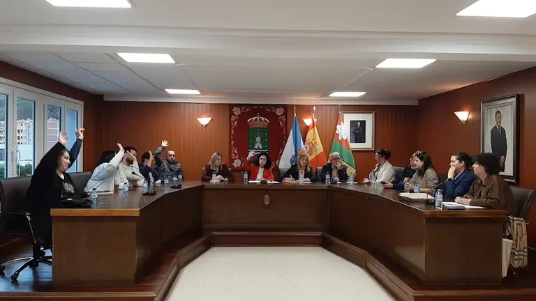PSOE votando a favor no pleno do Concello. deCee