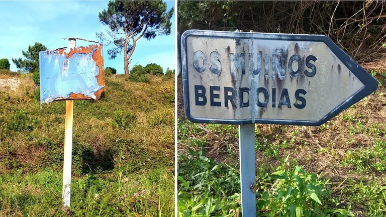 Sinais destrozados en Muxia