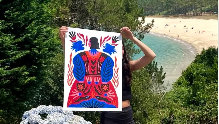 A artista Agustina Shuan na semana da arte 2025 no Camping Lago-Mar