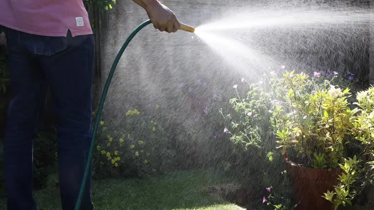 Watering the garden at home in summer