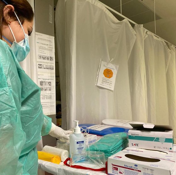 Enfermeiras do Hospital Virxe da Xunqueira en plena crisde do coronavirus