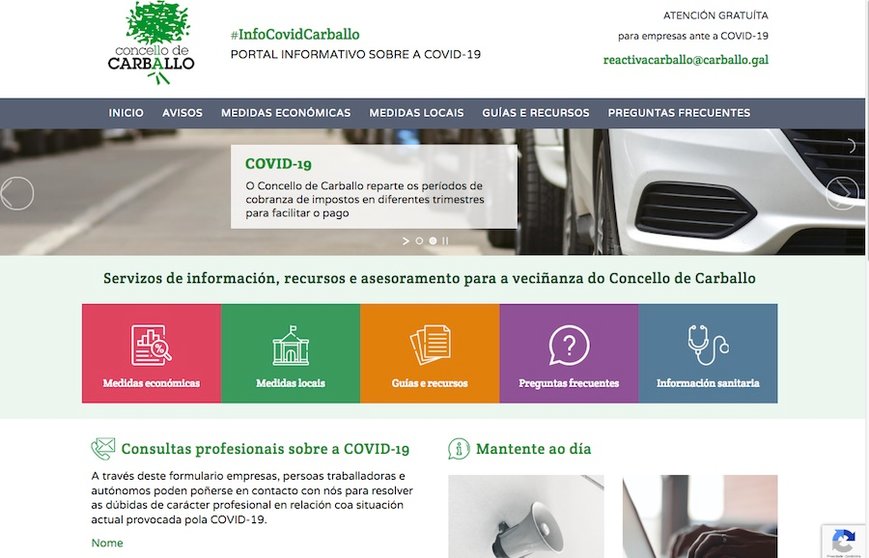Portal informativo das axudas do COVID de Carballo
