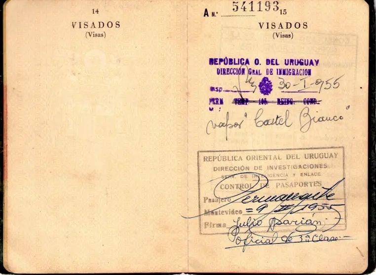 Visado dun ferreiro de Tines en Montevideo-Ramon de Alberte-Xaneiro 1955
