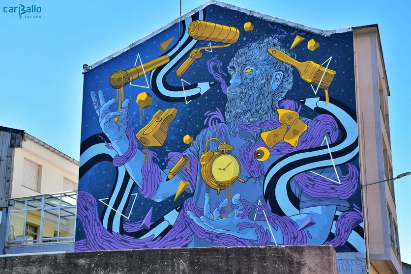 Mural realizado polo artista galego Sokram para o Rexenera Fest 2020 -Fotos-TurismoCarballo