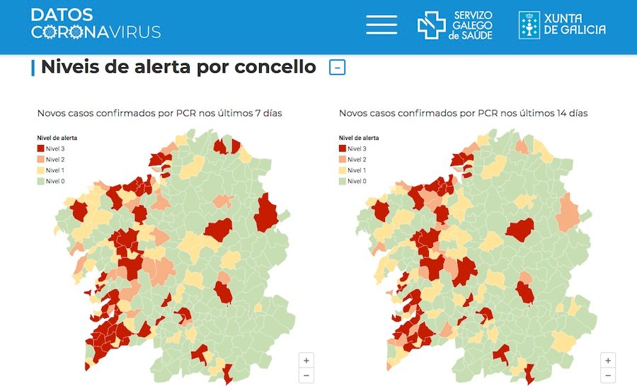 Mapa Covid Galicia por concellos 01-11-2020