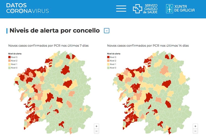 Mapa coronavirus Galicia 8 novembro 2020