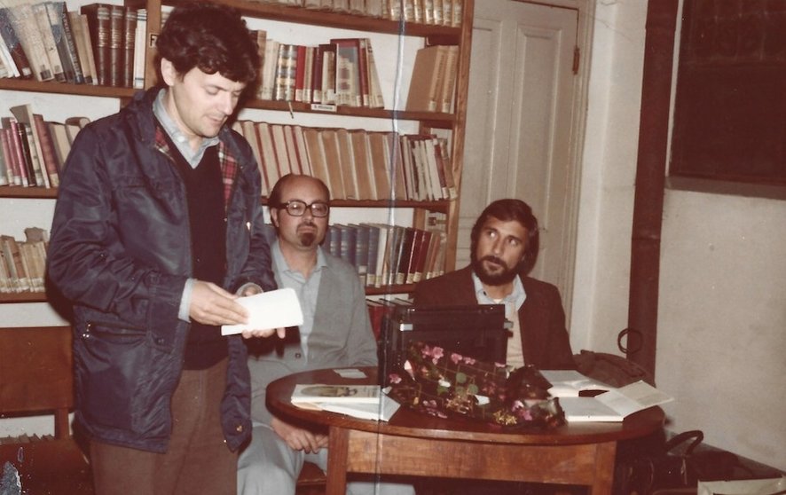 Eduardo Gutiérrez e Xosé Mª Monterroso Devesa e Manuel Suárez Suárez en Ribadeo o 18 de outubro de 1980